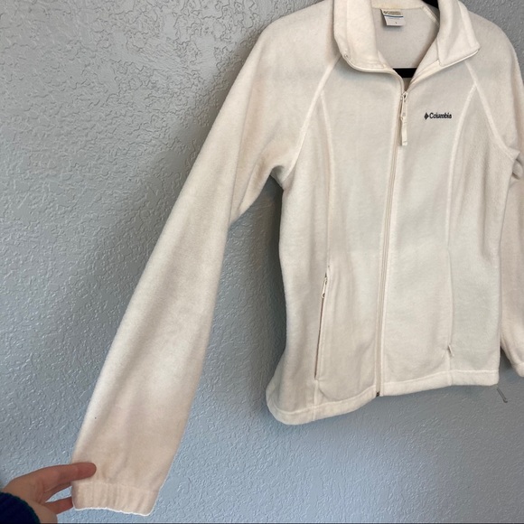COLUMBIA WHITE FLEECE ZIP-UP JACKET {Small} - Picture 3 of 7